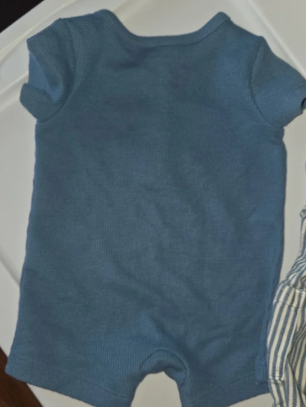 Carter's Blue Waffle-Knit Romper & Blue-Striped Cotton Romper Two-Pack